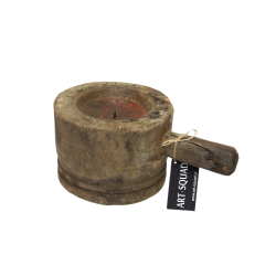 Świecznik drewniany w starym stylu z uchwytem XL